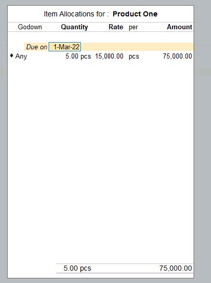 sales Order Product Wise due Date